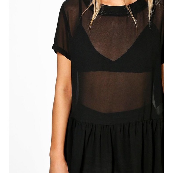 Boohoo Frill Sheer Top - Picture 4 of 4